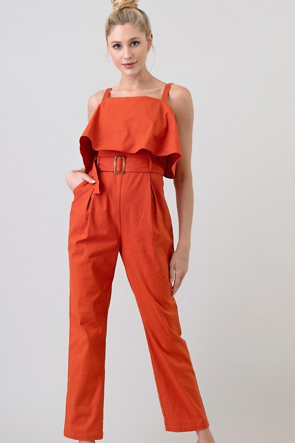 CAMELA RUFFLE TOP JUMPSUIT