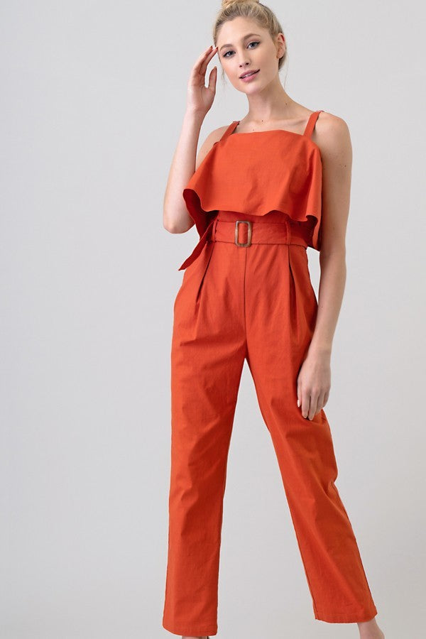 CAMELA RUFFLE TOP JUMPSUIT