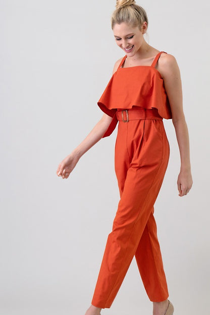 CAMELA RUFFLE TOP JUMPSUIT