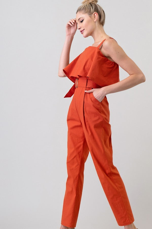 CAMELA RUFFLE TOP JUMPSUIT