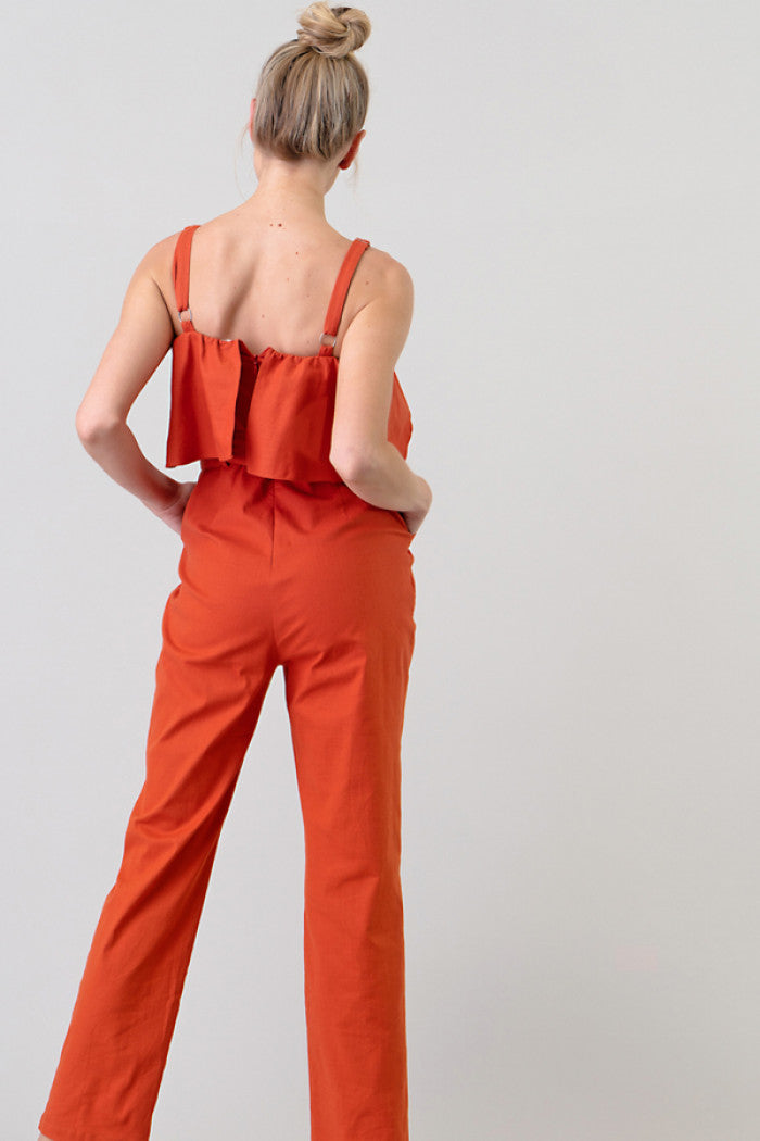 CAMELA RUFFLE TOP JUMPSUIT