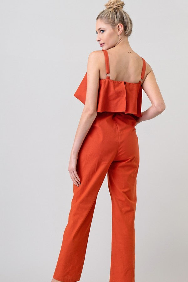 CAMELA RUFFLE TOP JUMPSUIT